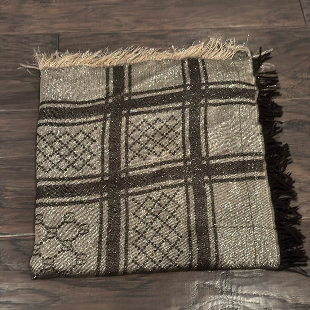 Gucci Diamante Reversible Shawl, brown shimmer.